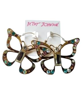 🦋BOGO* Betsey Johnson Colorful Sparkling Crystals Butterfly Earrings - NWT
